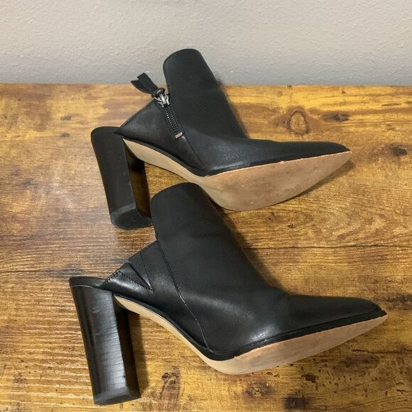 Rebecca Minkoff AIDAN LEATHER POINT-TOE BLOCK-HEEL MULES IN BLACK Size 7 - Picture 7 of 7